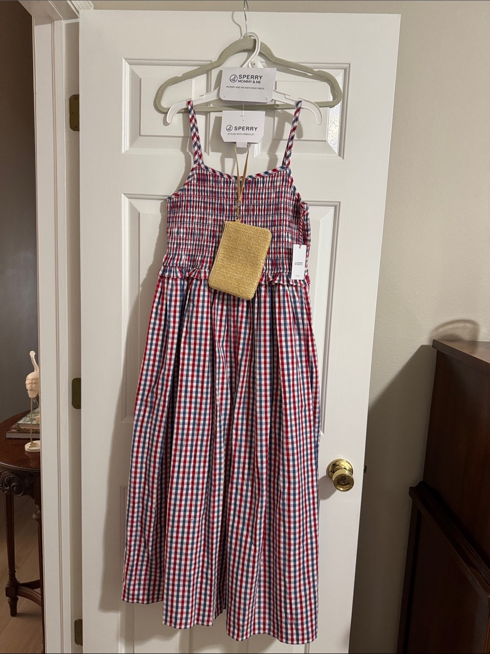 Sperry Red, White & Blue Gingham Sundress with Detachable Pocket. One dress only